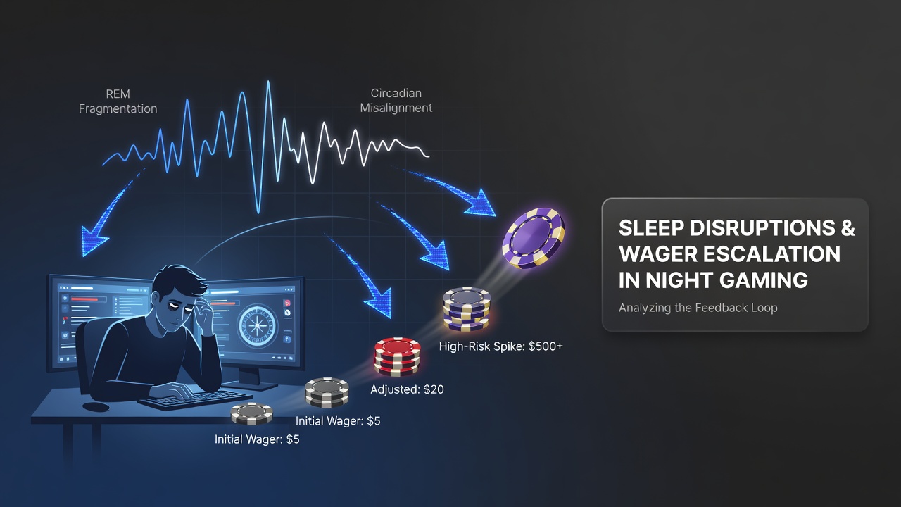 Graph showing correlations between sleep cycle disruptions and wager size adjustments in nighttime online gaming sessions