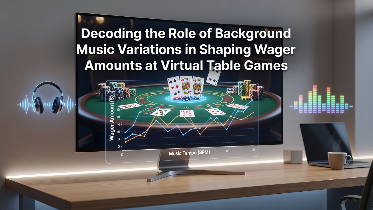 Virtual blackjack table with subtle background music interface elements displayed on screen