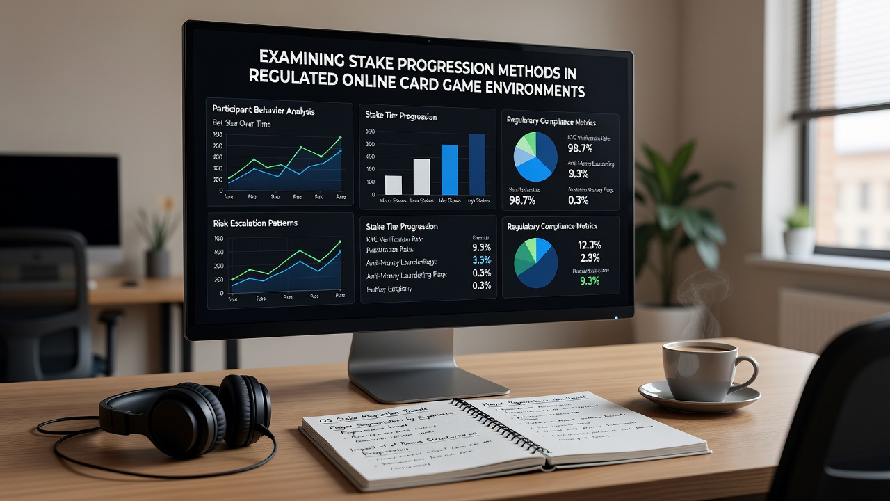 Analytics dashboard displaying bet size trends across multiple online card sessions
