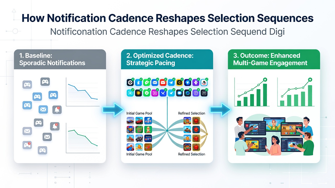 Analytics dashboard displaying player game transition patterns influenced by notification timing in regulated digital venues