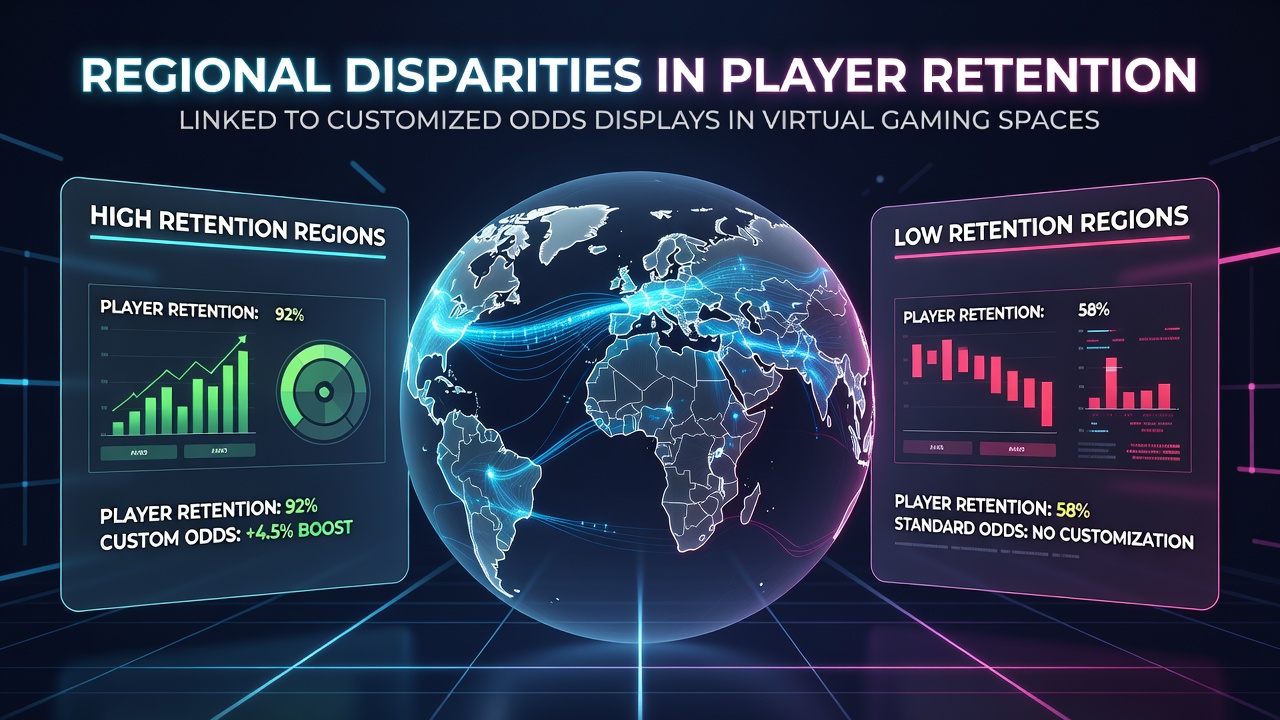 Virtual gaming interface showing customized odds displays across different regional platforms