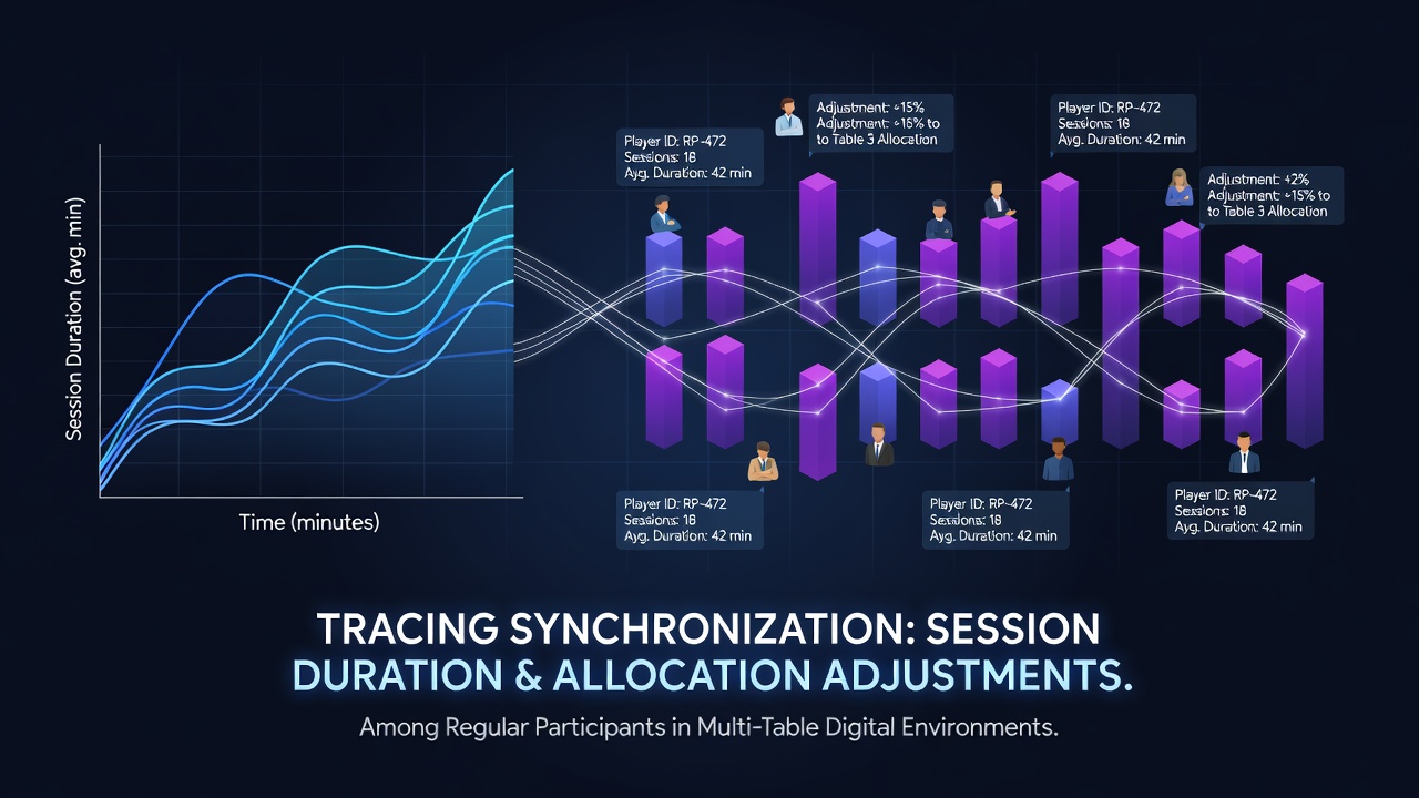 Visualization of session duration tracking alongside allocation adjustments in multi-table digital platforms